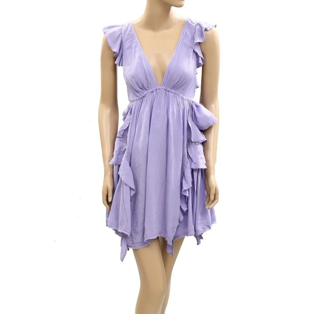 Free People Free-est More Is More Mini Dress Ruffle Cutout Lace Beach S 288377